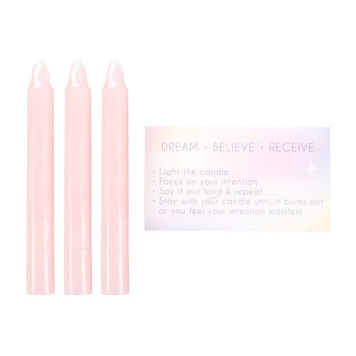 3 Manifestation Spell Candles in a Box – Pink Ritual Candles