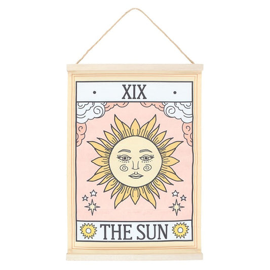 Illuminate your surroundings with The Sun Vintage Tarot Wall Hanging, showcasing a captivating celestial motif on fabric and equipped with a twine loop for effortless hanging. This enchanting decoration is ideal for tarot enthusiasts and radiant souls who embody the sun’s vibrant energy.