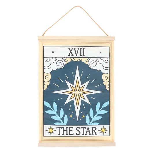 Illuminate your surroundings with The Star Vintage Tarot Wall Hanging, showcasing a mesmerizing celestial motif on fabric and a convenient twine loop for effortless hanging. This enchanting decoration is ideal for tarot enthusiasts and those whose spirit shines brightly through the shadows.