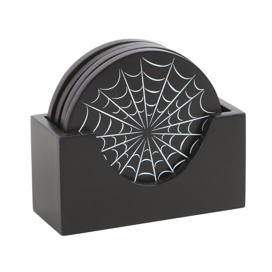 Protect your surfaces from eerie spills with this set of four spiderweb coasters, complete with a convenient holder for easy storage. Ideal for enchanting your home during Halloween or enhancing a gothic-inspired sanctuary, these coasters bring a mysterious and captivating touch to any room
