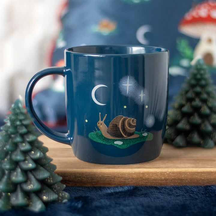 Gnome Sweet Gnome Snail Mug – Winter Forest Witchy Ceramic Mug