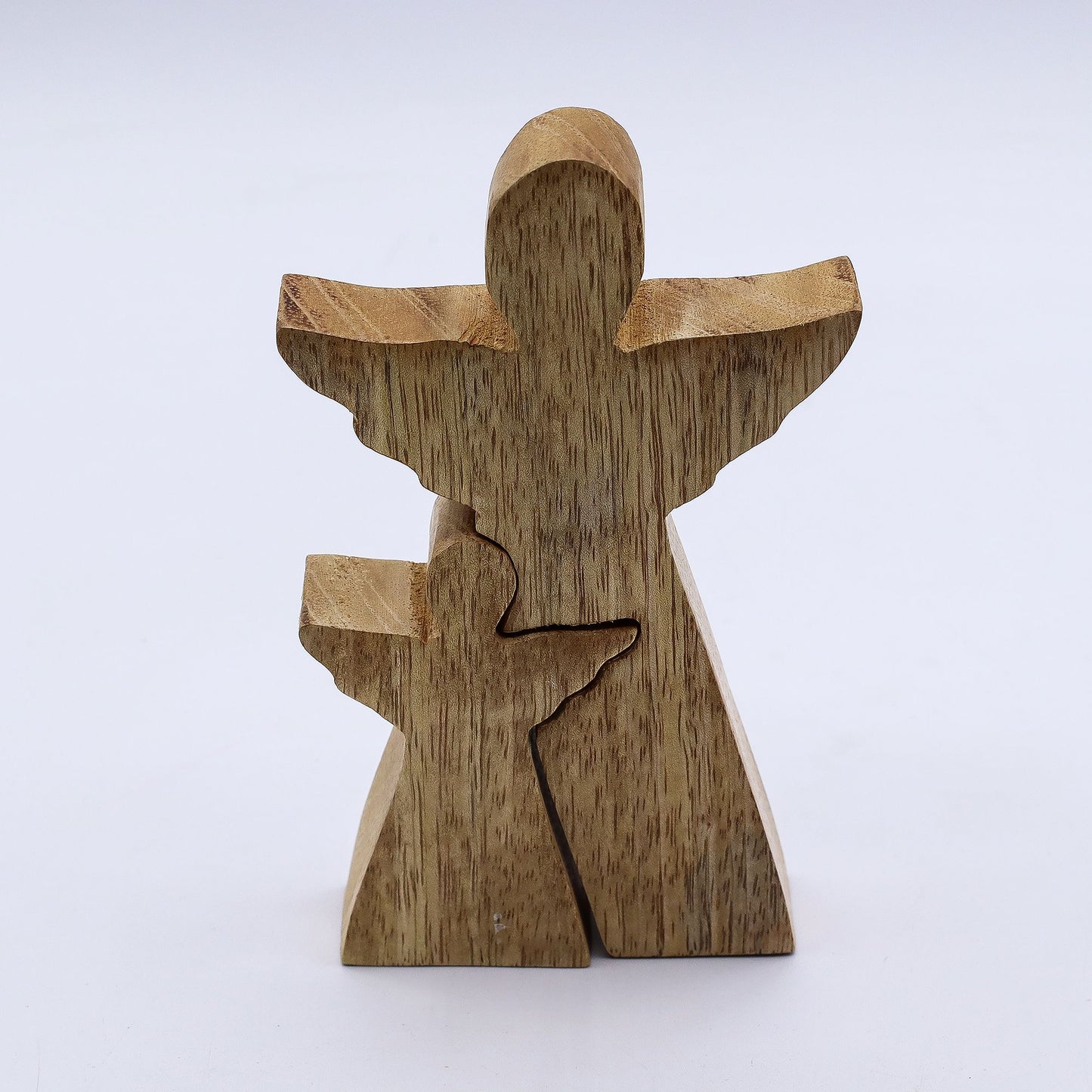 Mango Wood Angel in Angel – White Enamel Detail