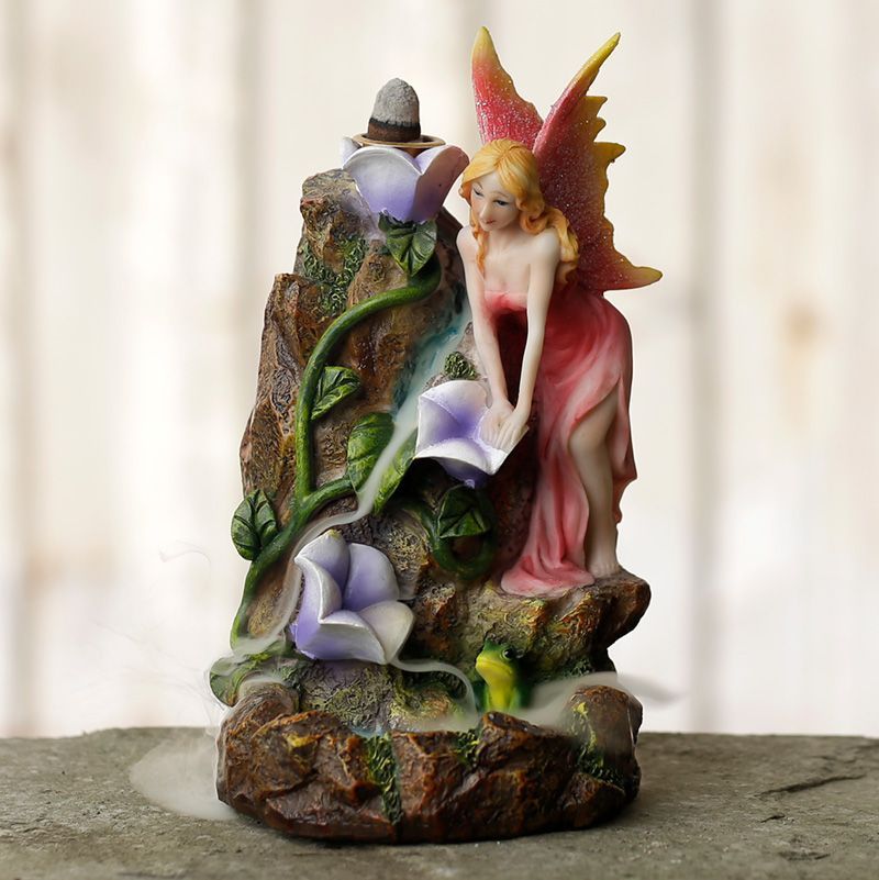 Fairy Flower Garden Waterfall Backflow Incense Burner – Mystical Home Ritual Decor