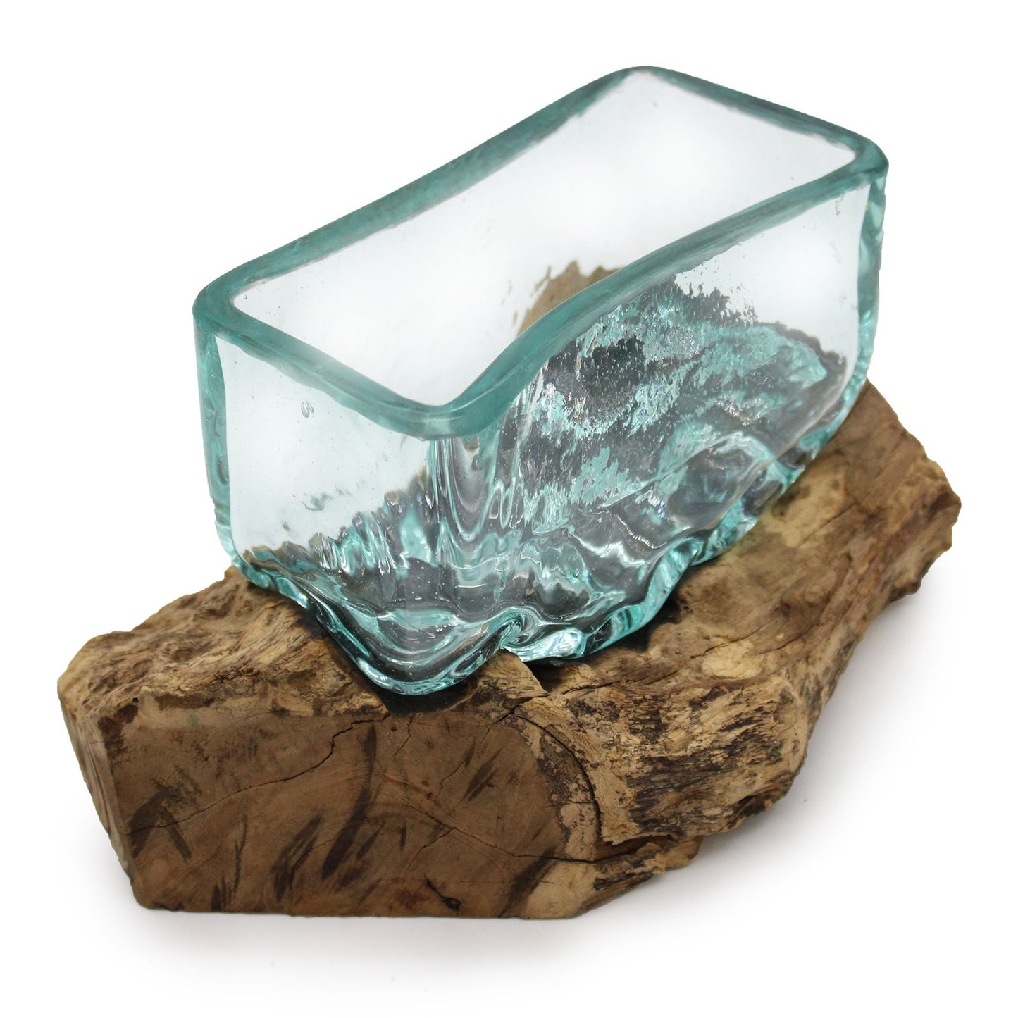 Molten Glass Tank on Wood with Stand – Medium Bowl