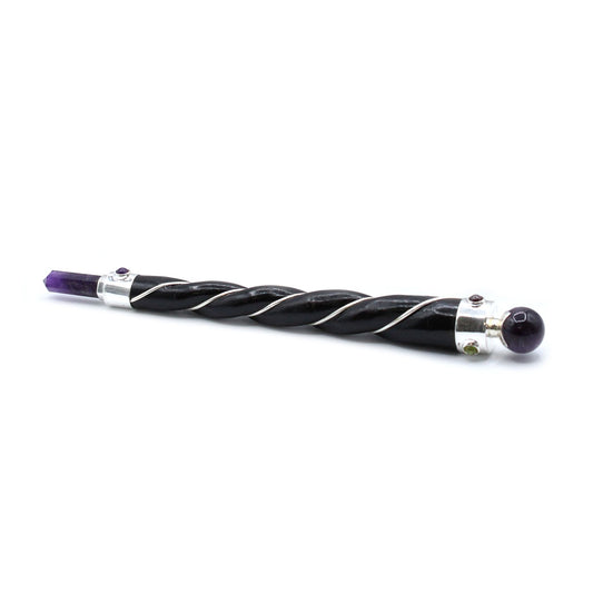 Twisted Healing Wand – Silver Amethyst Sphere for Intuition & Calm