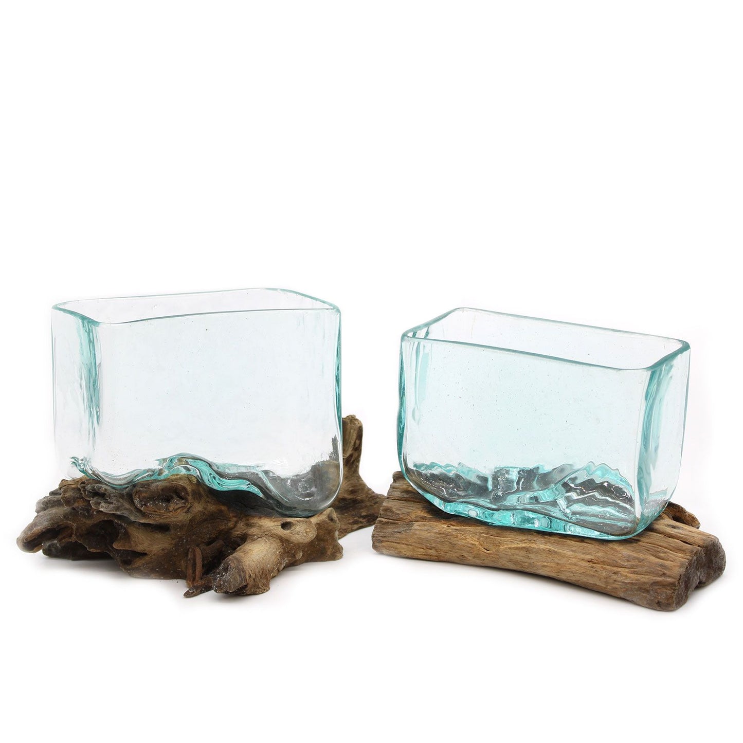Molten Glass Tank on Wood with Stand – Medium Bowl