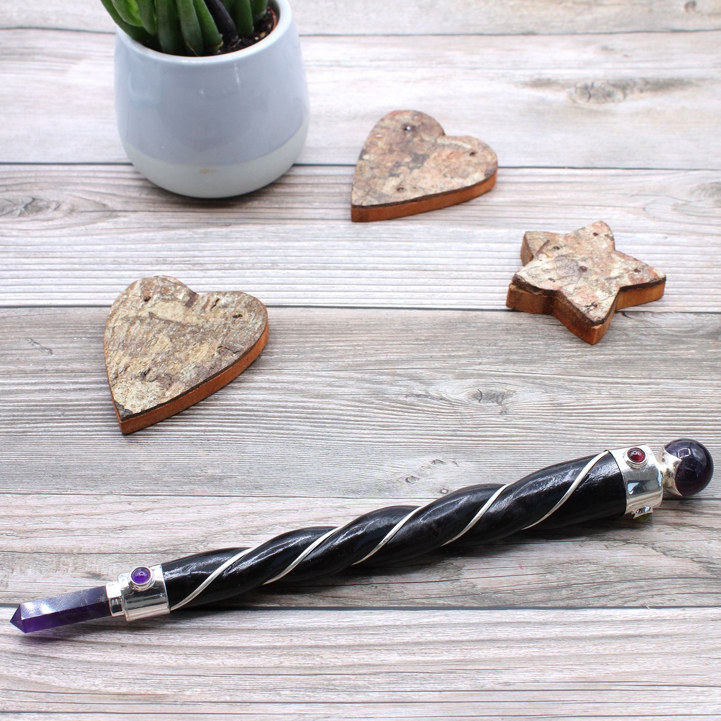 Twisted Healing Wand – Silver Amethyst Sphere for Intuition & Calm