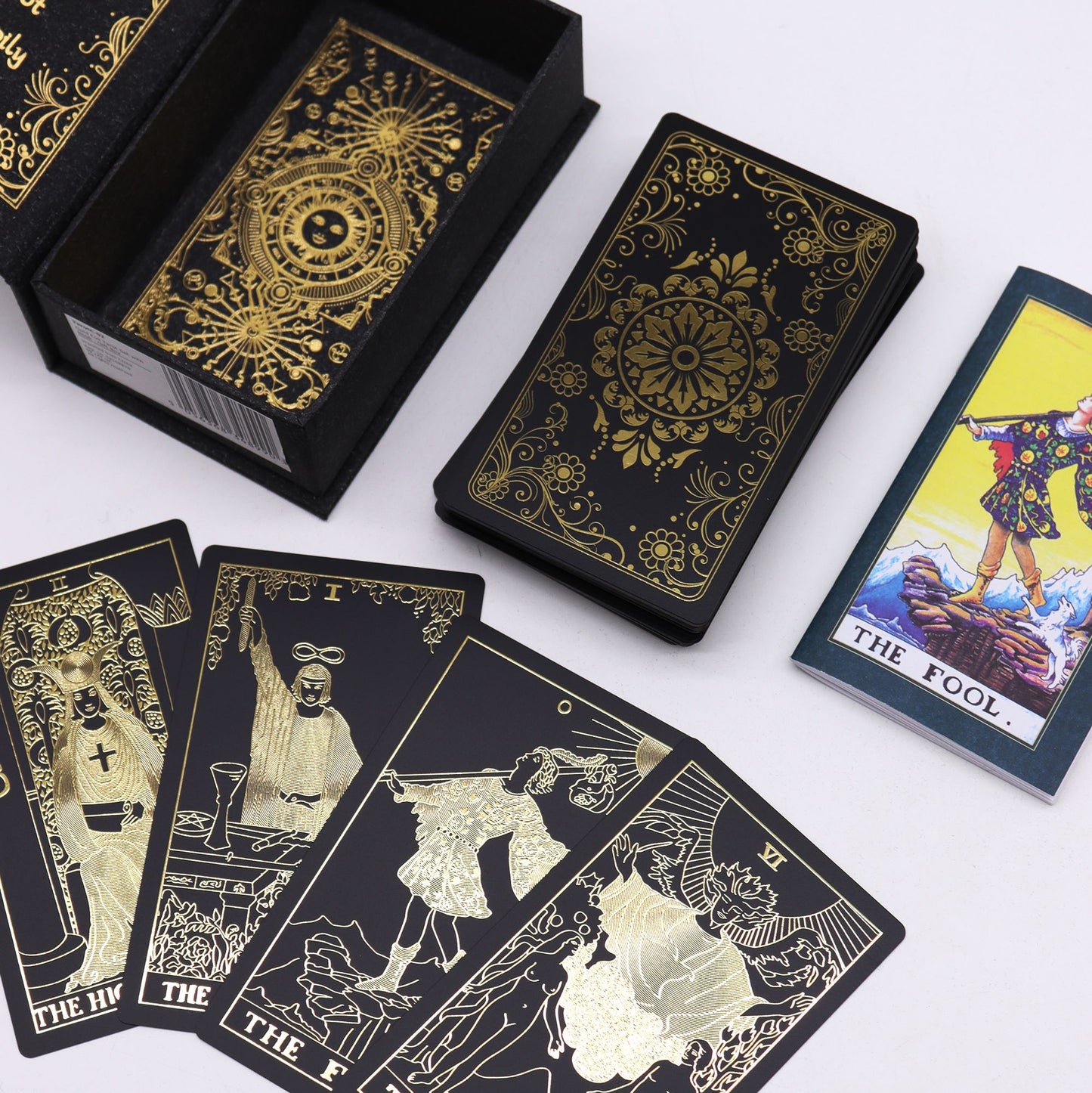 Gold Foil Tarot Set – Luxury Black & Gold 78-Card Deck with Guidebook
