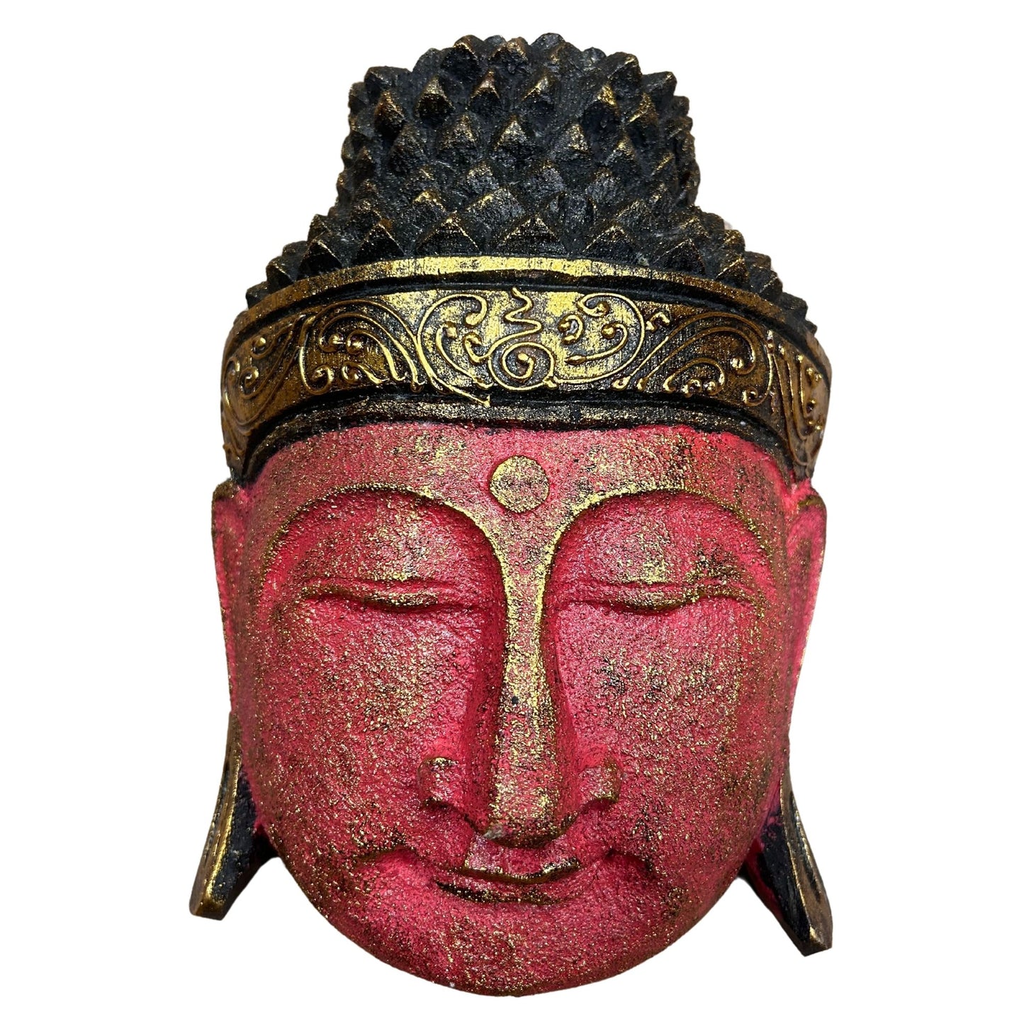 Buddha Head Statue – 25cm Red Shine Finish | Handcrafted Wooden Home Décor Symbol of Vitality & Protection
