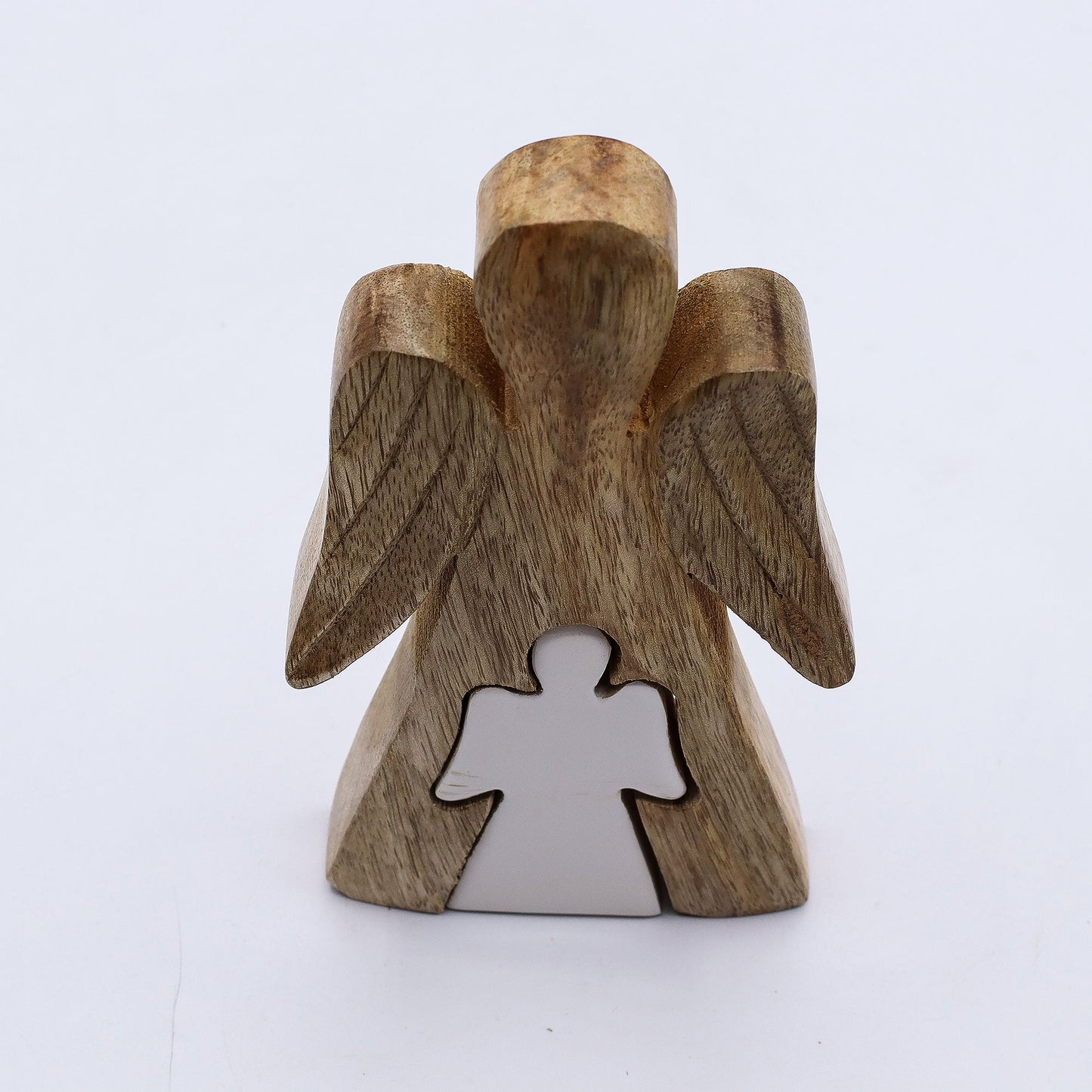 Angel Embrace Mango Wood Figurine – Symbol of Guidance and Protection