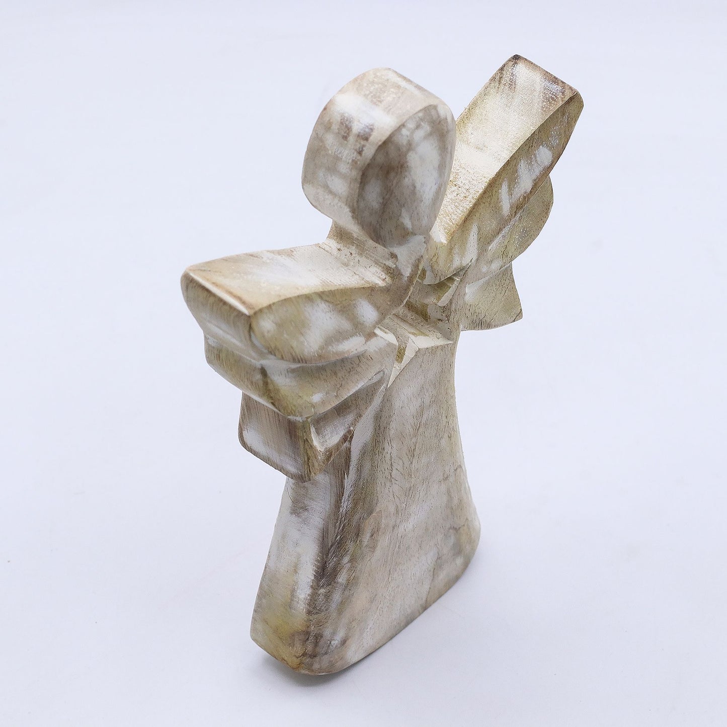 Mango Wood Angel – Whitewash with Star Cut-Out