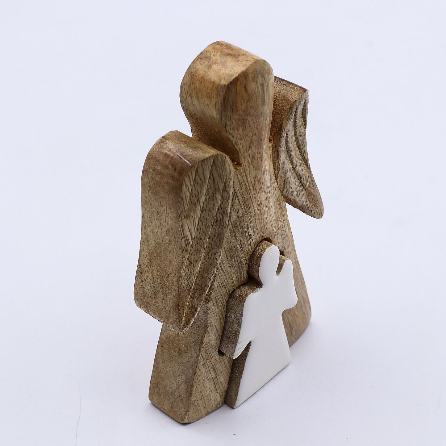 Angel Embrace Mango Wood Figurine – Symbol of Guidance and Protection