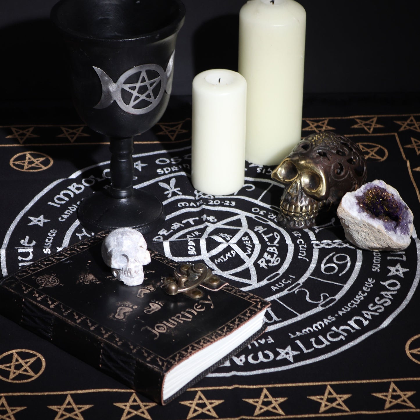 Mystic Fringed Altar Cloth – Life, Death & Rebirth Cotton 50cm