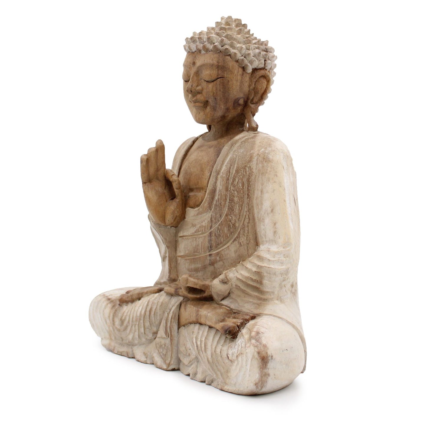 Buddha Statue Whitewash – 30cm Teaching Transmission