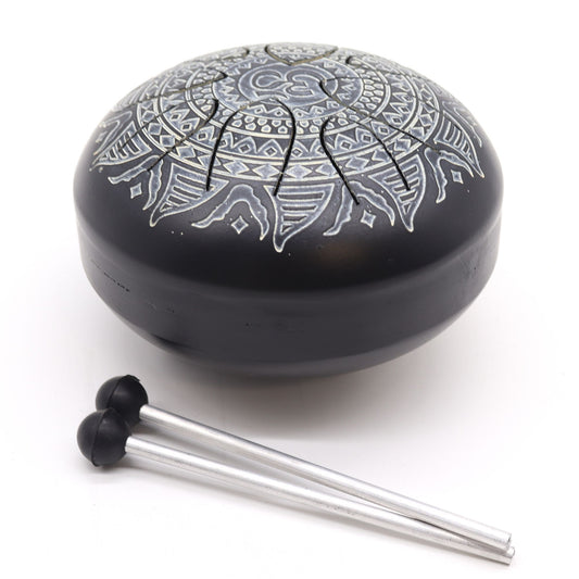 Hold the sacred in your hands with the Hapi Drum Om Mandala Engraved – 16cm, a beautifully compact sound healing instrument infused with intention. This portable 8-tone drum is etched with the Om symbol and an intricate mandala, embodying the essence of spiritual harmony and sacred geometry.
Though small in size, its vibration is deeply resonant—ideal for chakra alignment, meditation, space clearing, or taking your healing practice wherever you go. It’s the perfect companion for sound healers, energy worke