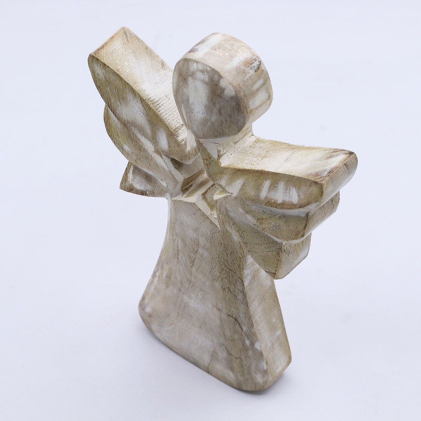 Mango Wood Angel – Whitewash with Star Cut-Out