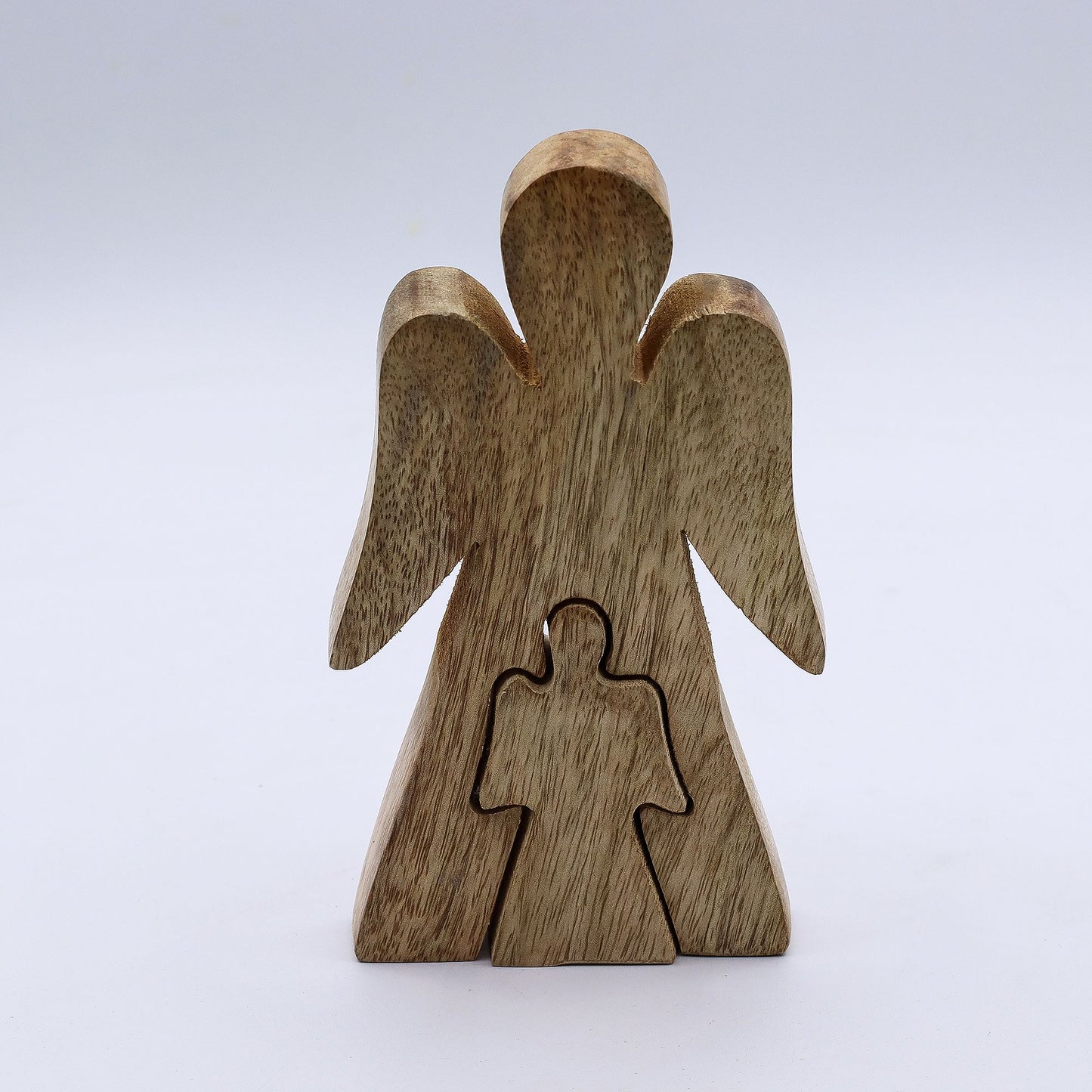 Angel Embrace Mango Wood Figurine – Symbol of Guidance and Protection