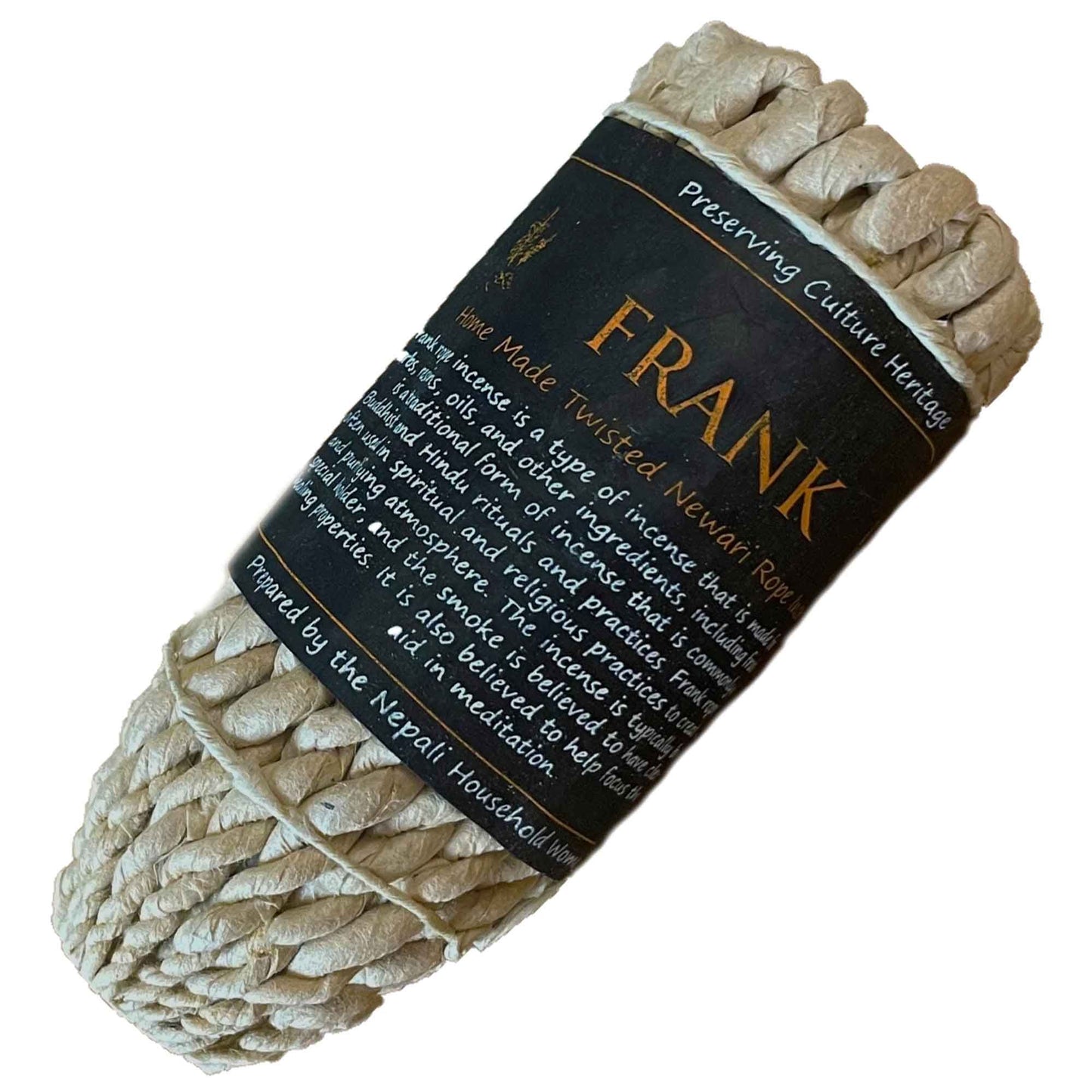 Frankincense rope incense is an enduring classic, celebrated for its aromatic blend of resins and warm, woody tones. Its fragrance is sweet, subtly spicy, and deeply soothing, making it ideal for meditation, prayer, and spiritual rituals. Each hand-rolled rope burns for approximately 15 minutes, filling your space with a sacred and introspective ambiance.
Length: approx. 11 cm
Weight: approx. 11 g
Burning Time: 15 minutes
Experience the timeless aroma of Frankincense, fostering serenity, focus, and spir