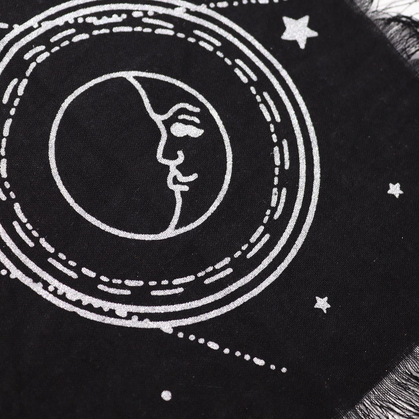 Mystic Fringed Altar Cloth – Moon & Sun Chart Cotton 50cm