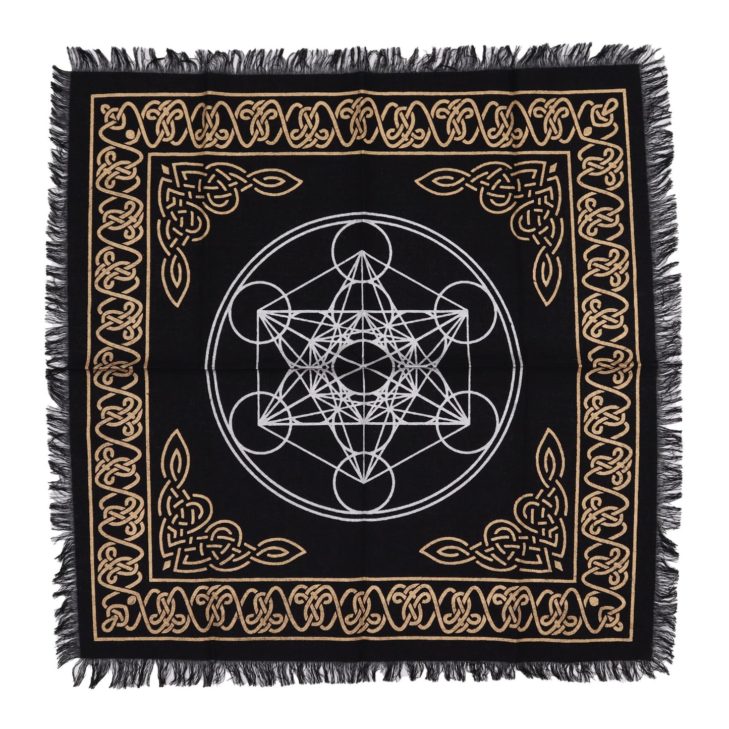“As the chakras turn, the spirit finds balance and light.”
This Esoteric Fringed Altar Cloth – Chakra Chart is a sacred tool for aligning energy and intention within your practice. Made from pure cotton and measuring 50cm x 50cm, it is adorned with the symbolic chakra wheel, representing the seven energy centers of the body: root, sacral, solar plexus, heart, throat, third eye, and crown. Each center is tied to an element, a color, and a flow of spiritual power, guiding the practitioner toward balance and