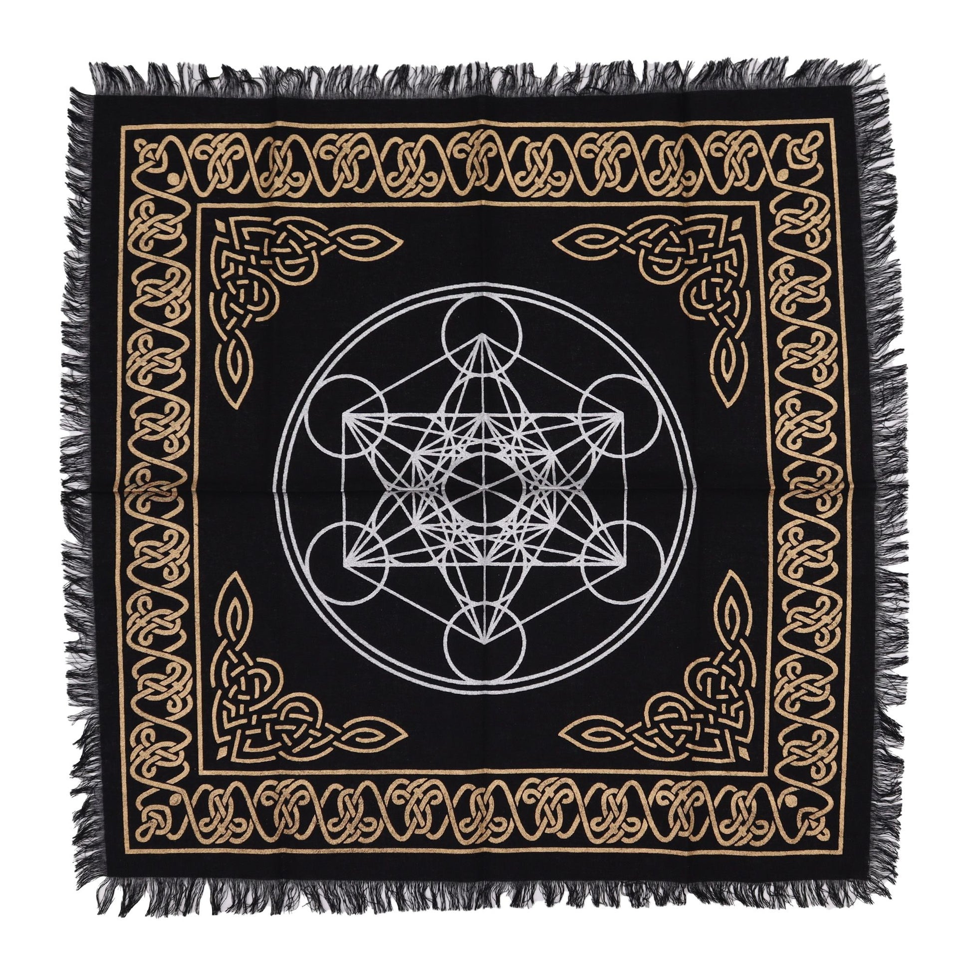“As the chakras turn, the spirit finds balance and light.”
This Esoteric Fringed Altar Cloth – Chakra Chart is a sacred tool for aligning energy and intention within your practice. Made from pure cotton and measuring 50cm x 50cm, it is adorned with the symbolic chakra wheel, representing the seven energy centers of the body: root, sacral, solar plexus, heart, throat, third eye, and crown. Each center is tied to an element, a color, and a flow of spiritual power, guiding the practitioner toward balance and