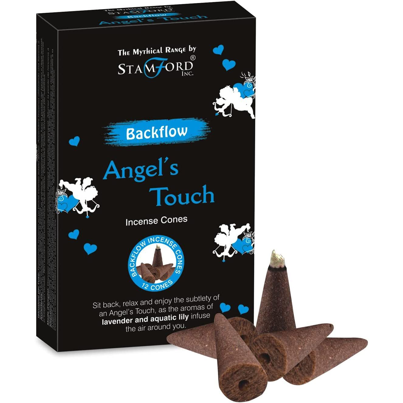Embrace peace and purity with Stamford’s Mythical Backflow Cones – Angel Touch. Beautifully packaged in decorative boxes, these cones carry a soft, uplifting fragrance that fills your space with serenity. Once lit, the smoke drifts gracefully downward, cascading through your backflow incense burner like a blessing from above. The gentle scent lingers, creating a calm and soothing atmosphere, perfect for meditation, prayer, or quiet reflection. Ideal as a thoughtful gift or a sacred addition to your own ritu