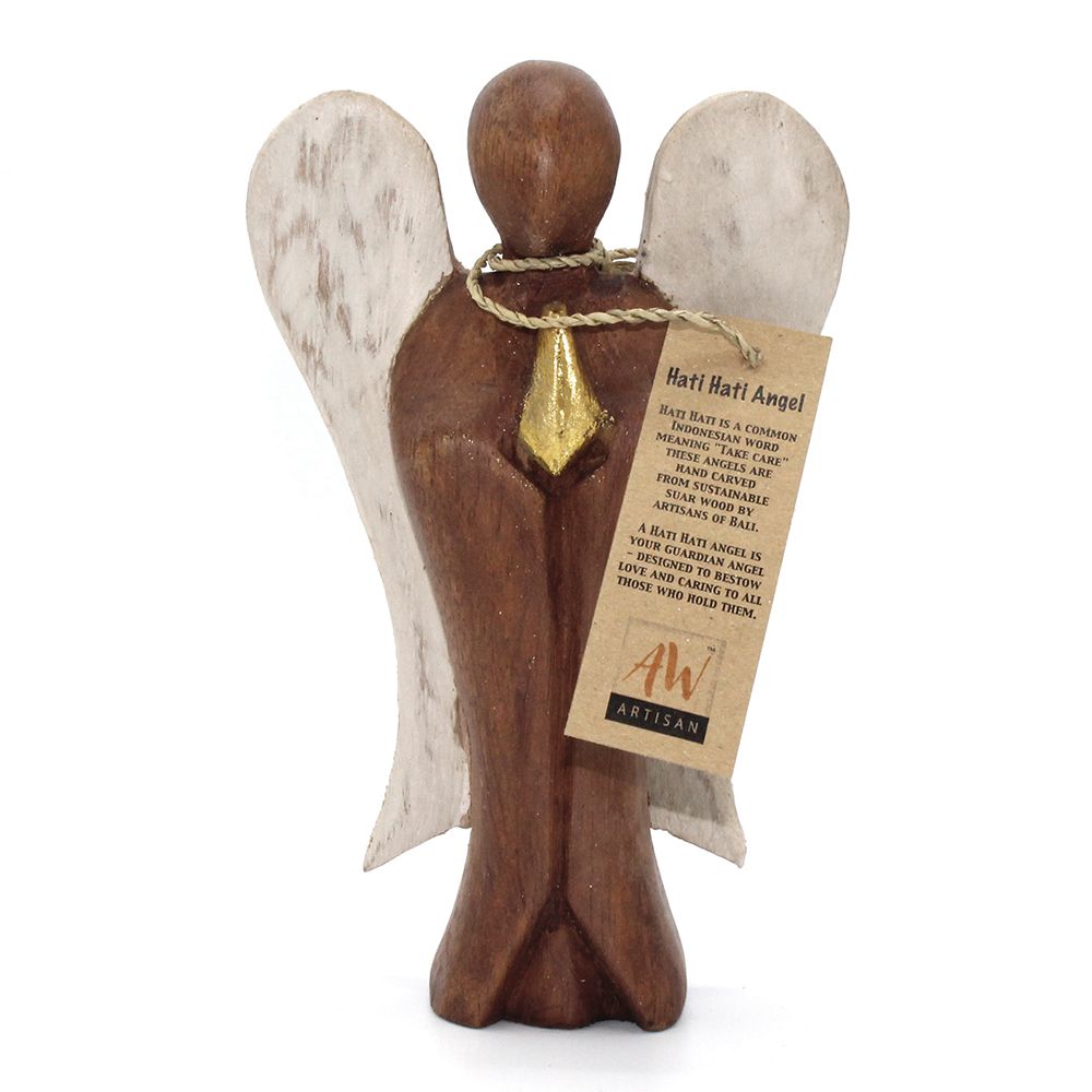 Hati-Hati Love Angel 15cm – Hand-Carved Wooden Angel of Care and Affection