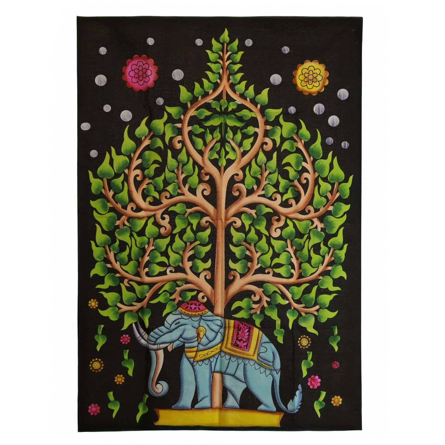 Bring strength, wisdom, and grounding energy into your home with this Elephant & Tree of Life Cotton Wall Art, a beautifully detailed tapestry uniting two powerful spiritual symbols. The majestic elephant represents protection, stability, and mindful strength, while the Tree of Life embodies growth, connection, and the eternal cycle of creation.
Handmade in India and sized at 70 x 110 cm, this lightweight cotton hanging is easy to display and perfect for meditation rooms, yoga studios, bedrooms, healing sp