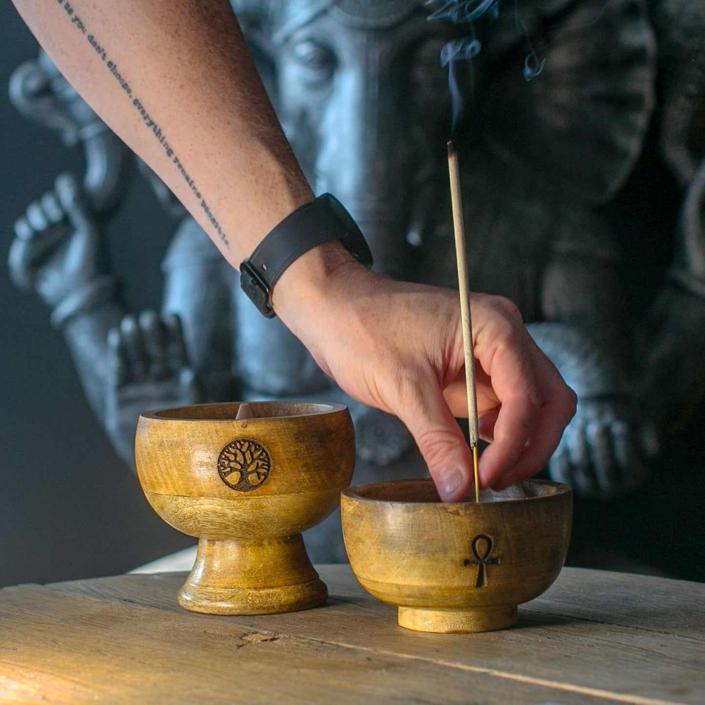 Ritual Bowl Incense Holder with OM Symbol – For Sticks & Cones