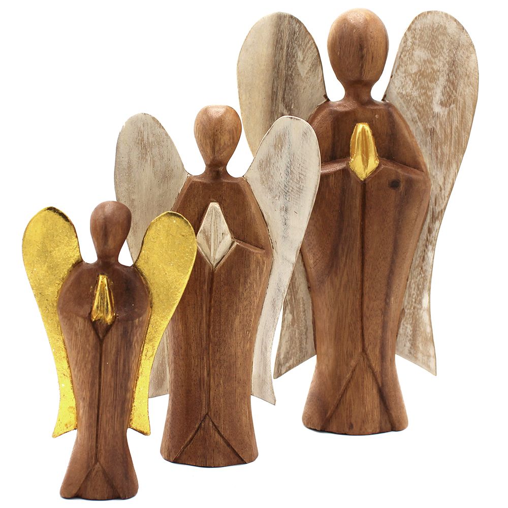 Hati-Hati Friendship Angel 20cm – Hand-Carved Wooden Angel of Care and Companionship