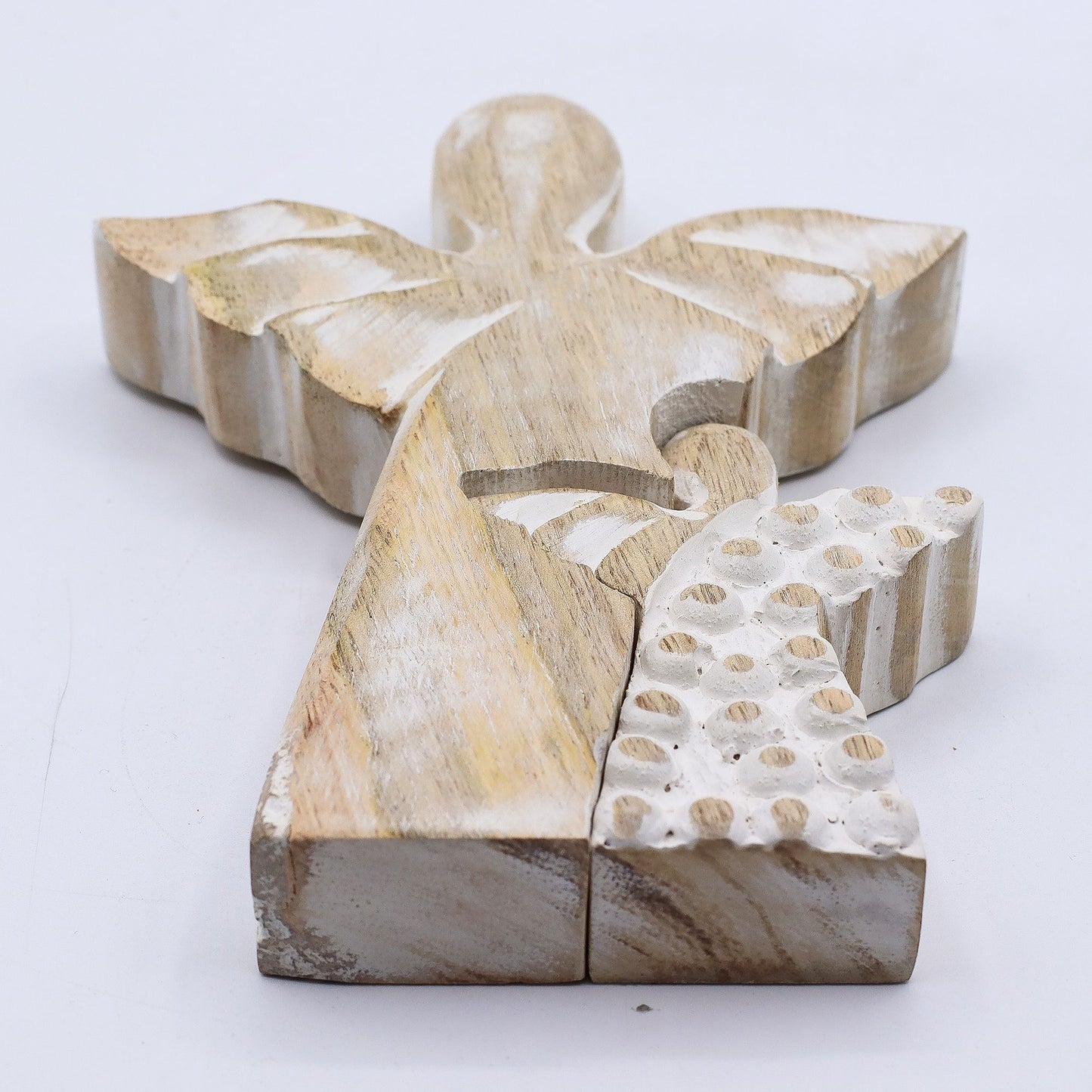 Mango Wood Angel in Angel – Whitewash Finish