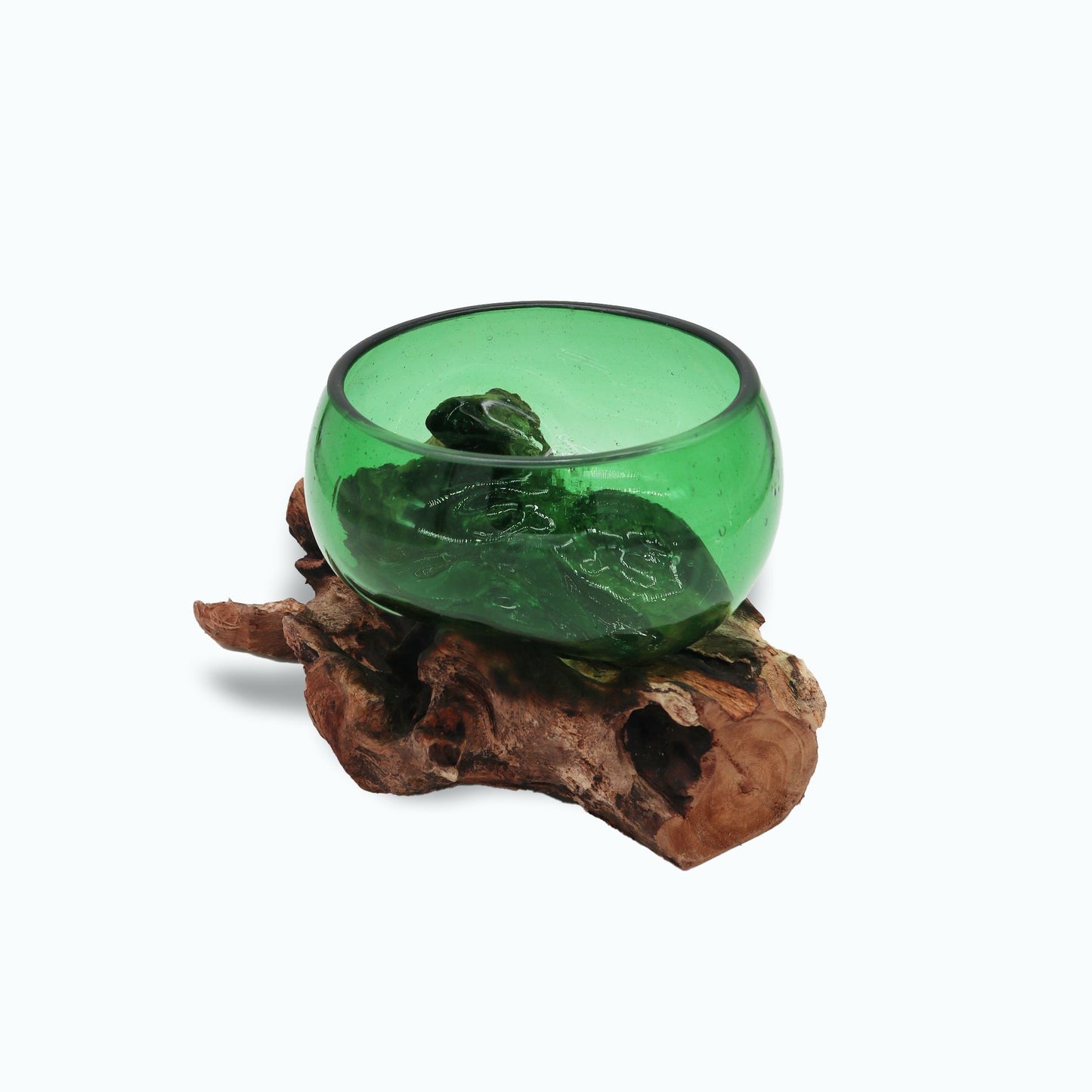 Recycled Beer Bottles – Wide Bowl on Wood