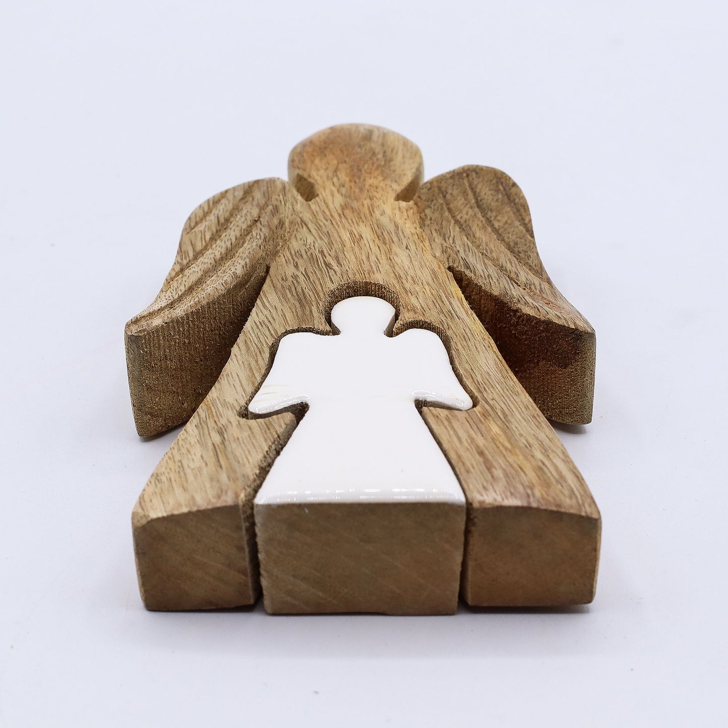 Angel Embrace Mango Wood Figurine – Symbol of Guidance and Protection