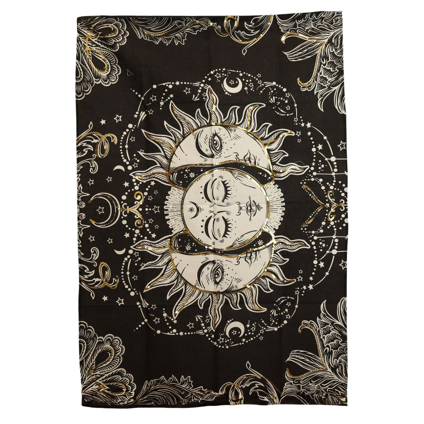 Illuminate your sacred space with the warm, empowering energy of this Sun Goddess Cotton Wall Art, a beautifully detailed tapestry honouring the radiant divine feminine. The artwork features the Sun Goddess surrounded by vibrant solar colours, symbolising vitality, confidence, creativity, and spiritual illumination.
Handmade in India and sized at 70 x 110 cm, this lightweight cotton hanging is easy to display and perfect for meditation rooms, yoga studios, healing spaces, bedrooms, or any sanctuary seeking