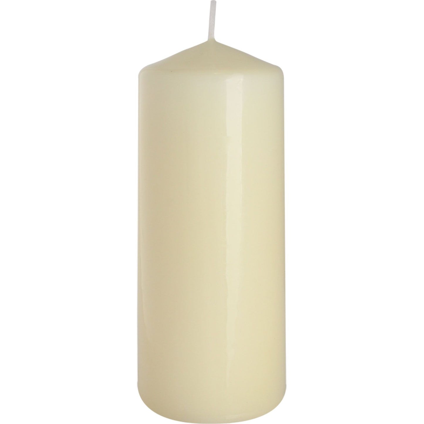 Beige candle on a white background