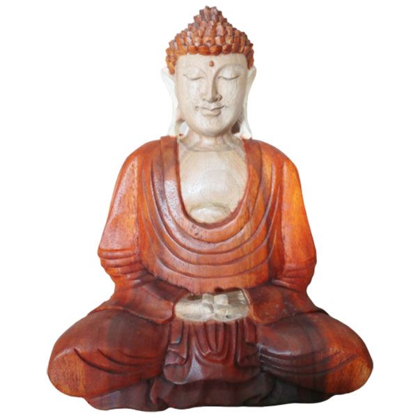 The hand lowered to the earth is the gesture of fearlessness, grounding truth and strength.
This 30cm Buddha statue is carved entirely by hand from suar wood, shaped with devotion using the same tools and methods passed down through generations of Buddhist artisans. The smooth finish, calm expression, and careful detailing reflect weeks of patient work, making each piece unique.
The Buddha is depicted in the Bhumisparsha Mudra, known as the Earth-Touching Gesture or “Hand Down.” With the right hand extend