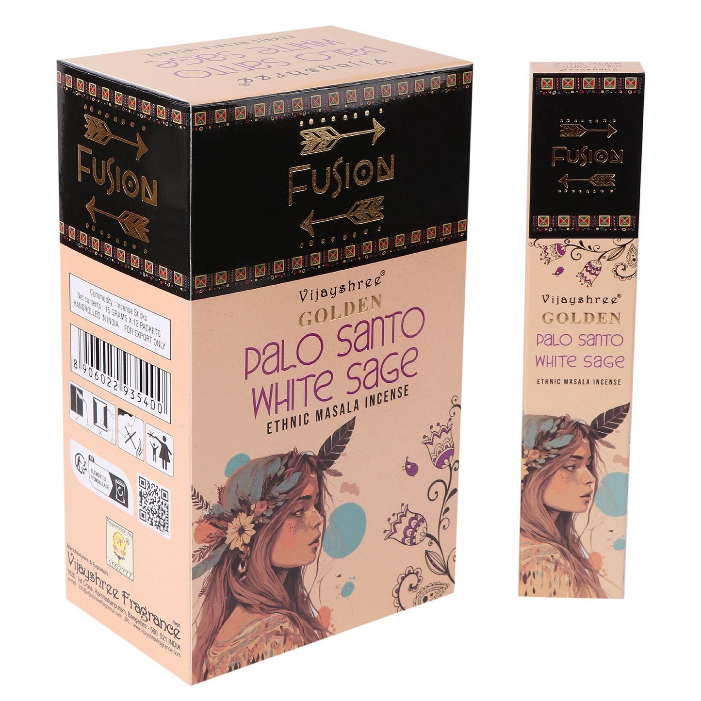 Vijayshree Golden Masala Incense – Palo Santo Fusion: White Sage