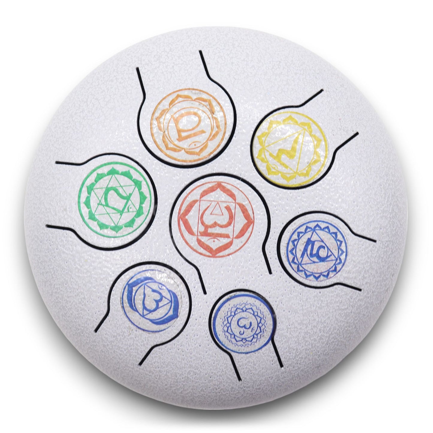 Tune into the healing rhythm of your soul with the Med Hapi Drum 7 Chakra. Crafted with intention and tuned to resonate across eight harmonious tones, this 17x13cm drum becomes a powerful tool for sound healers, energy workers, and spiritual seekers alike. Whether you're clearing energy, meditating, or guiding a healing session, this versatile drum activates the full spectrum of the chakra system through vibration and frequency.
Each drum arrives with a pair of handcrafted wooden mallets and a sturdy carry
