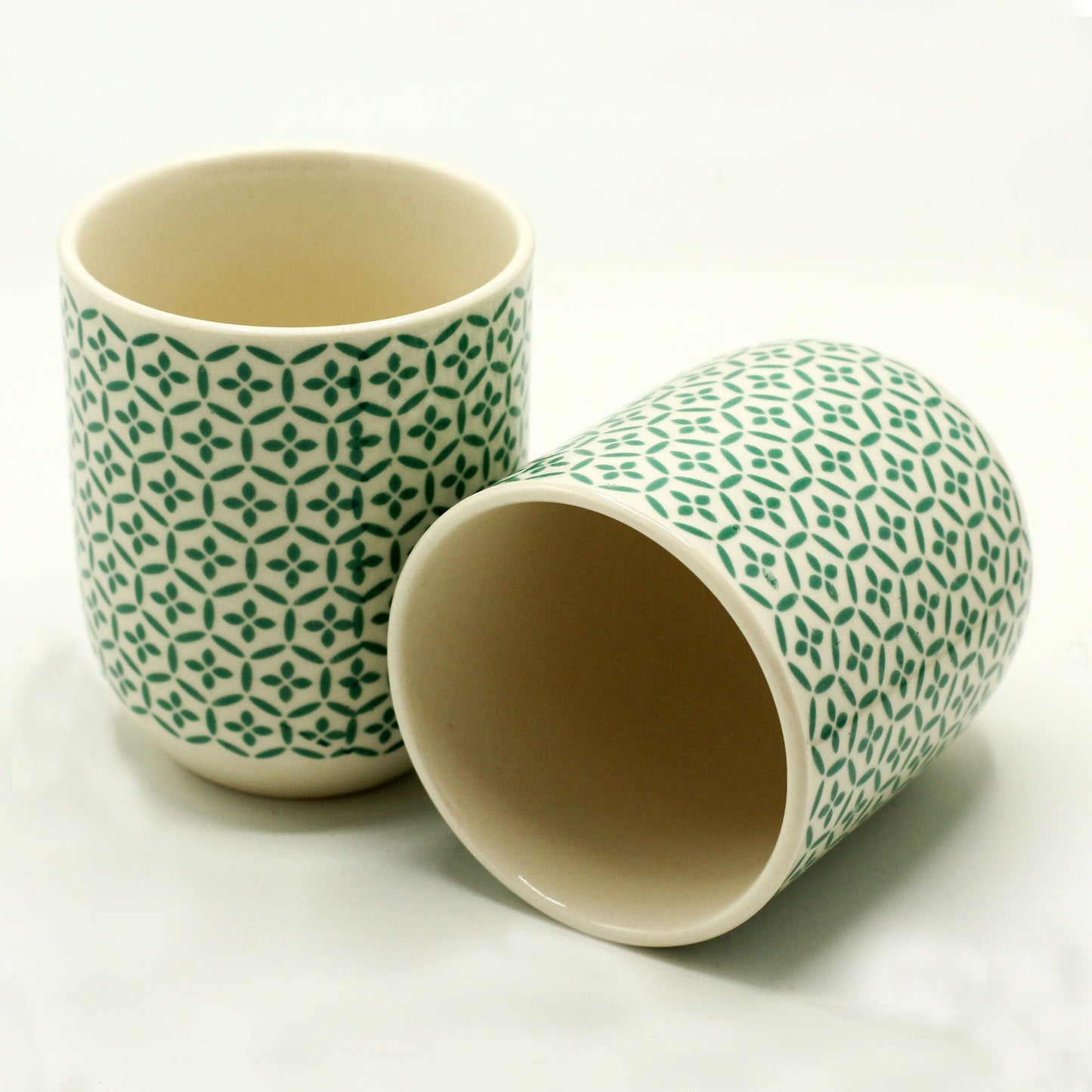 Herbal Tea Cups – Green Mosaic Set of 6 – Enchanting Tea Rituals