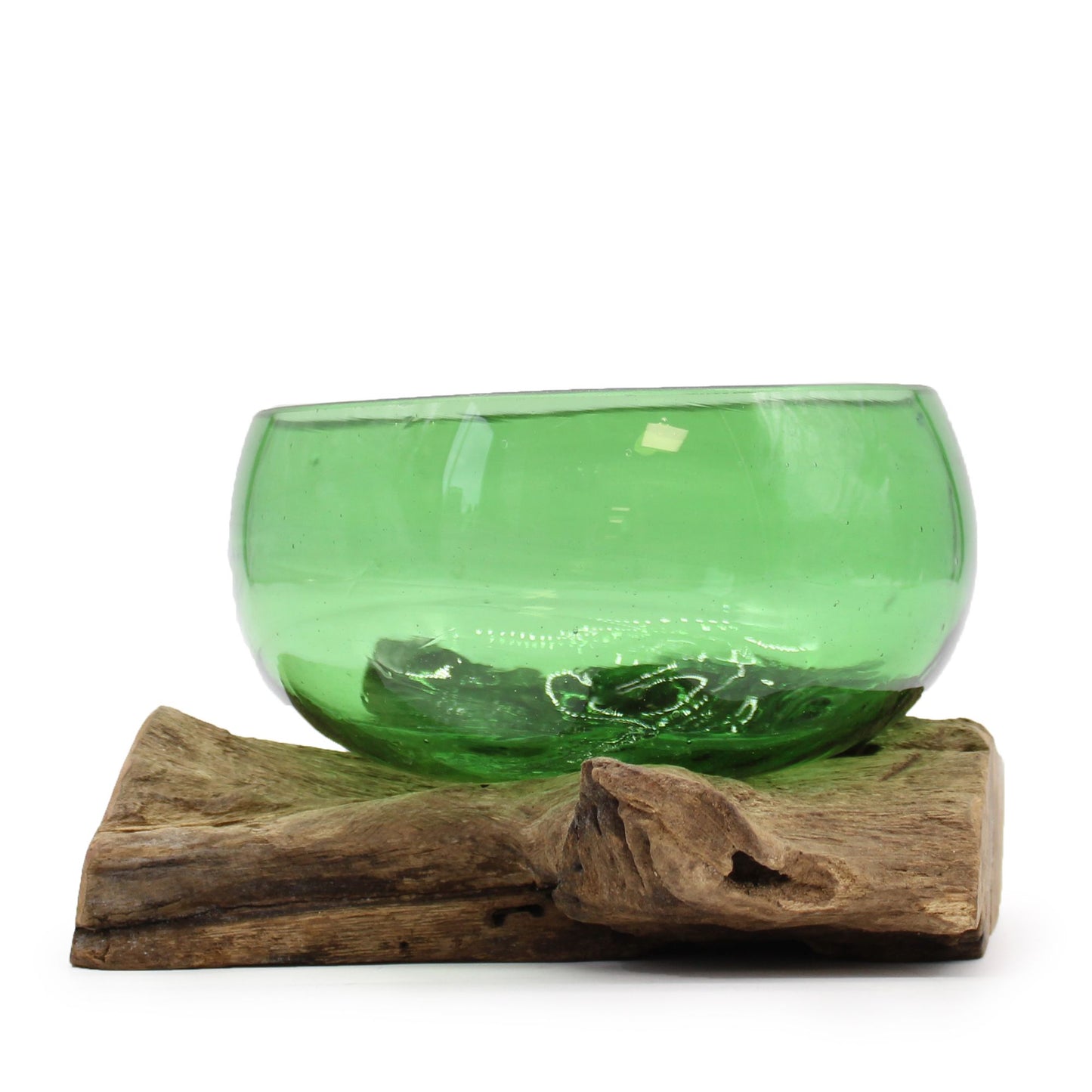 Recycled Beer Bottles – Wide Bowl on Wood
