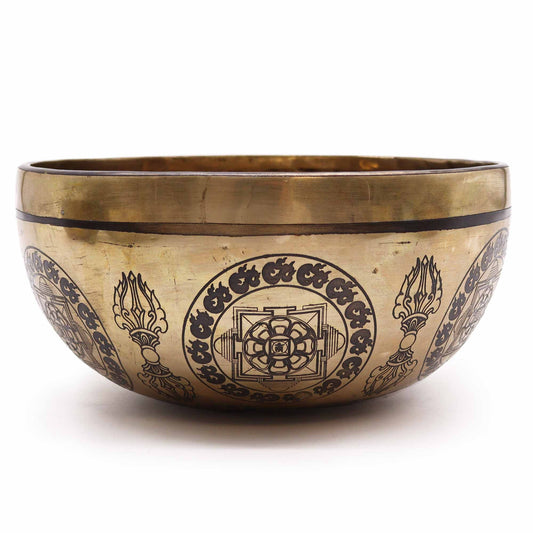 Awaken ancient vibrations with this Tibetan Healing Engraved Singing Bowl, beautifully adorned with the Five Buddhas design — symbols of wisdom, balance, and enlightenment. Measuring 21cm in diameter, this sacred bowl produces a deep, grounding resonance ideal for meditation, chakra alignment, and spiritual healing.
Each bowl is hand-engraved and crafted in the traditional Tibetan style, carrying the echoes of centuries-old rituals. Its full-bodied tone clears stagnant energy, restores harmony, and connect