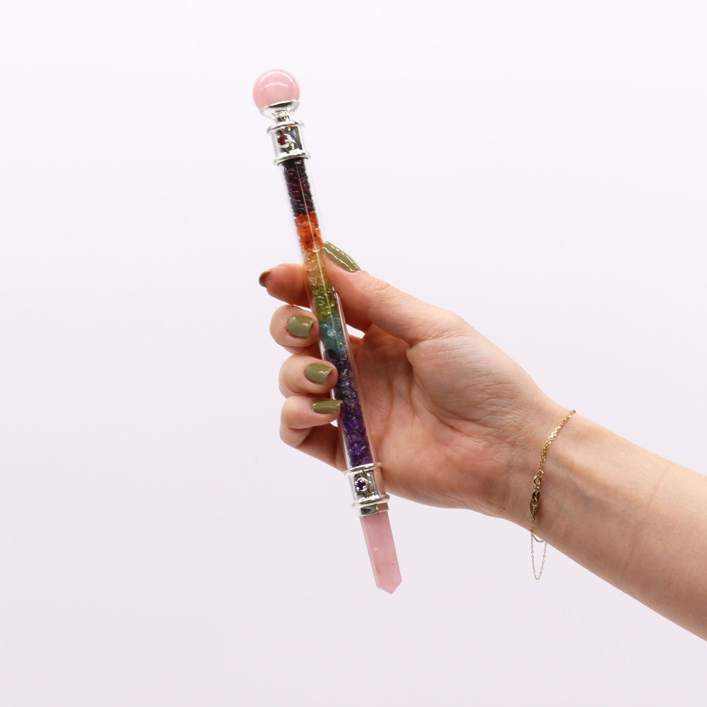 7 Chakra Crystal Healing Wand – Rose Quartz for Heart & Harmony
