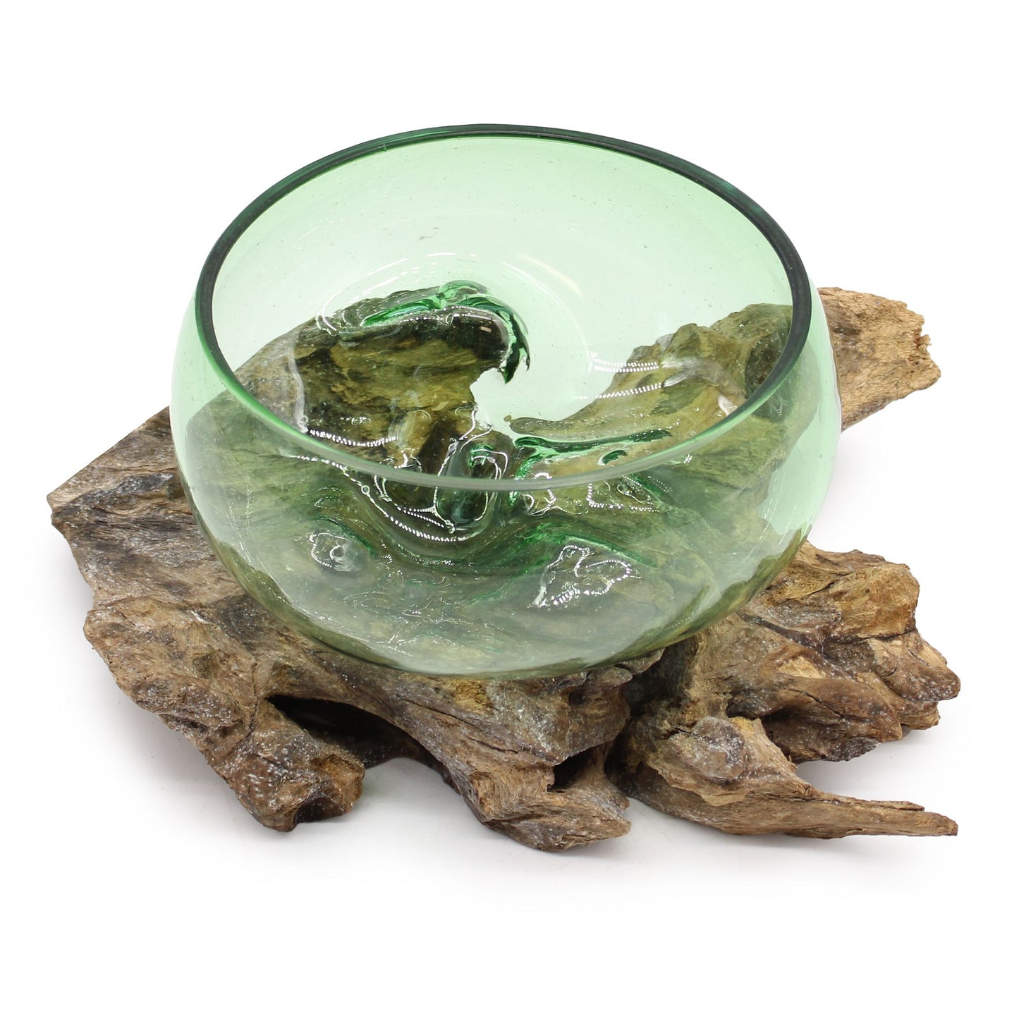 Recycled Beer Bottles – Large Wide Bowl on Wood