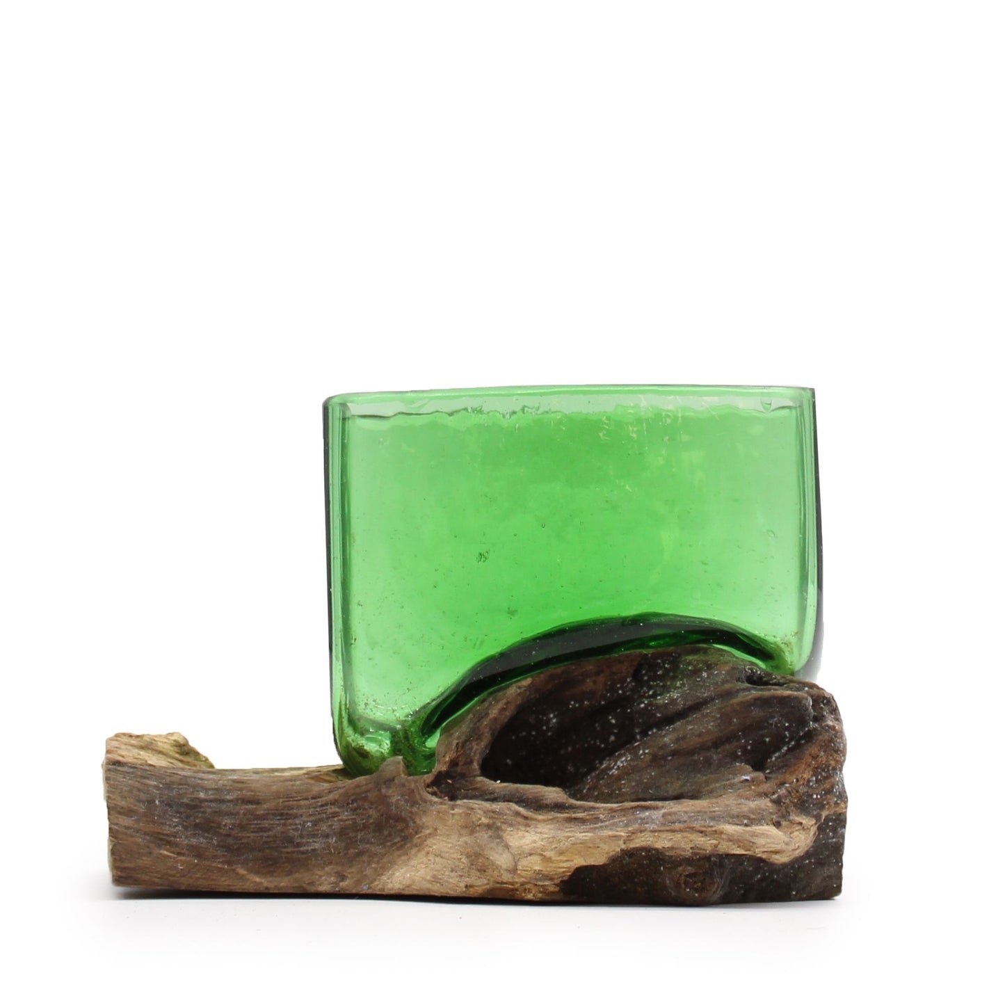 Recycled Beer Bottles – Square Bowl on Wood