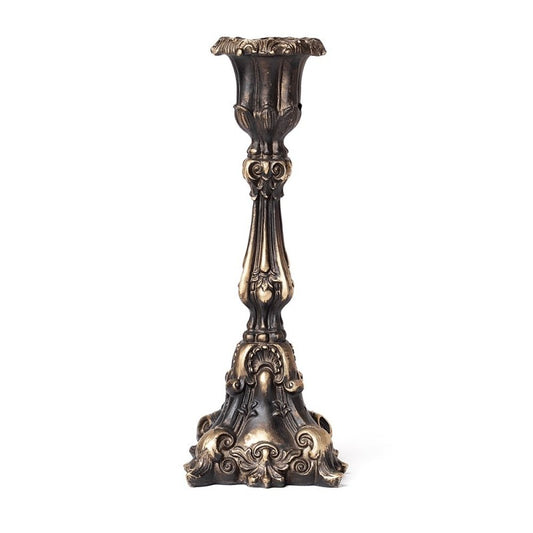 This ornate baroque style candle holder has a stunning antique gold finish and radiates beauty and grandeur. It will certainly enhance any home decor in a way many others wouldn't.