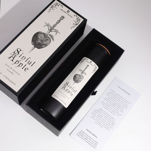 Oh, sweet child of shadow and flame, dare you taste the apple of desire?
This Ancient Witch Sinful Apple Candle is steeped in the magic of bold love, daring hearts, and untamed confidence. With a fragrance of ripe Apple & Cinnamon, it summons the intoxicating scent of forbidden longing and fearless pursuit. Ignite this candle when your heart aches for passion, when courage must rise, or when your spells call for temptation and seduction.
Crafted for witches who do not wait to be chosen—but choose. Let the