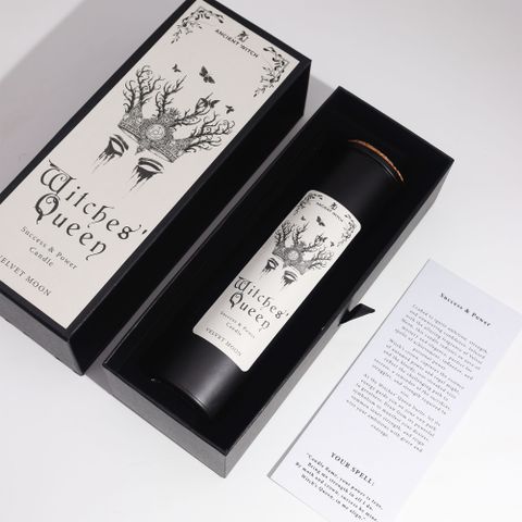 By root and flame, by wax and will—summon thy sovereign self. The Witches' Queen Candle is no idle flicker; it is the blaze of thine ambition. Cloaked in the scent of Velvet Moon—a blend as deep and daring as the night sky—it awakens inner dominion and dares thee to step into thy full, unrelenting power.
Adorned with a regal crown and shadow-winged moths, this sacred flame honors the journey of transformation through courage, wisdom, and unapologetic desire. Crafted for high priestesses, visionary spell-we
