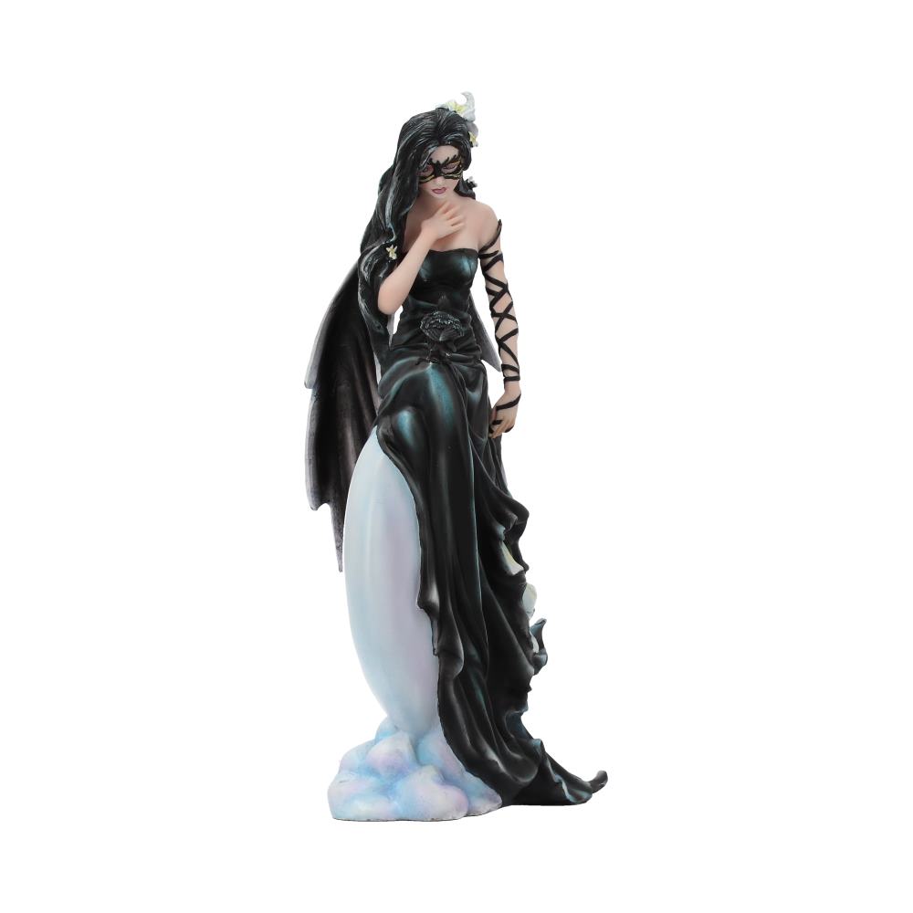 When the veil is thin and the night hangs heavy with secrets, she appears — the Dark Skies fairy, drawn from the bewitching artwork of fantasy artist Nene Thomas. Cloaked in twilight hues, this 28cm figurine embodies the sorrowful beauty of moonlit solitude.
Perched beside her is a raven — silent, watchful, wise — her eternal companion and familiar. Every fold of her gown, every feather of her dark-winged ally, is captured in exquisite detail, cast in fine resin and meticulously hand-painted to honour the