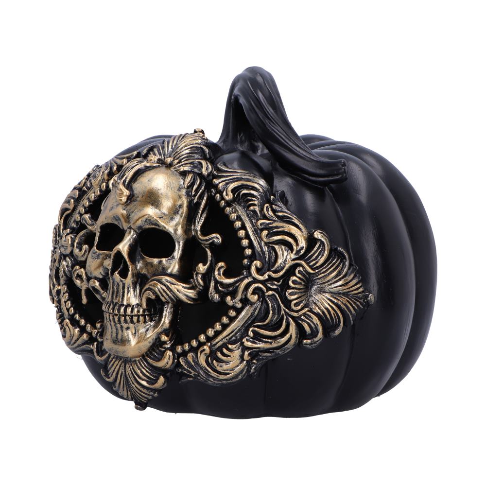 Baroque Harvest Pumpkin Ornament – Black & Gold 20cm
