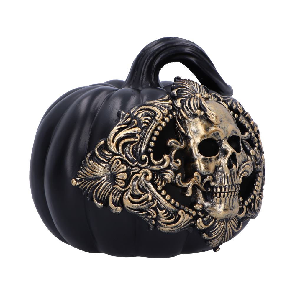 Baroque Harvest Pumpkin Ornament – Black & Gold 20cm